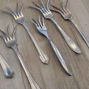 Vintage Style Silver Seafood Forks - Set of 6